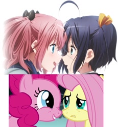 Size: 963x1040 | Tagged: safe, pinkie pie, human, dragonshy, anime, boop, chuunibyou demo koi ga shitai!, comparison, noseboop, rikka takanashi, satone shichimiya