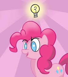 Size: 1250x1416 | Tagged: safe, artist:lendabit, pinkie pie, earth pony, pony, idea, lightbulb, solo