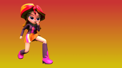 Size: 4096x2304 | Tagged: safe, artist:oc1024, sunset shimmer, equestria girls, 3d, absurd resolution, boots, clothes, female, high heel boots, jacket, leather jacket, skirt, skirt lift, solo, source filmmaker