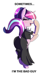 Size: 591x1001 | Tagged: safe, artist:hecc95, starlight glimmer, pony, unicorn, clothes, crossover, dress, equal cutie mark, female, looking back, lord dominator, mare, rear view, simple background, transparent background, wander over yonder