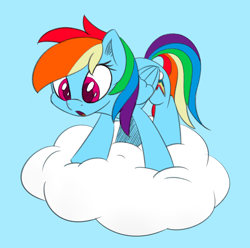 Size: 2020x2000 | Tagged: safe, artist:esfelt, derpibooru import, rainbow dash, pegasus, pony, cloud, cute, dashabetes, eyelashes, female, open mouth, simple background, solo