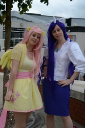 Size: 636x960 | Tagged: safe, artist:ophelia and haruka cosplay, fluttershy, rarity, human, cosplay, irl, irl human, photo