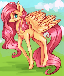 Size: 2186x2602 | Tagged: safe, artist:corelle-vairel, fluttershy, pegasus, pony, female, mare, pink mane, solo, yellow coat