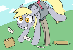 Size: 5196x3533 | Tagged: safe, artist:meowing-ghost, derpy hooves, pegasus, pony, derpy inside a mailbox, female, mailmare, mare, solo