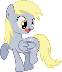 Size: 2391x2774 | Tagged: safe, artist:lisa-1, derpy hooves, pegasus, pony, dancing, female, looking back, mare, open mouth, simple background, smiling, solo, tongue out, transparent background, vector