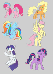 Size: 1000x1398 | Tagged: safe, artist:guiltyp, derpibooru import, applejack, fluttershy, pinkie pie, rainbow dash, rarity, twilight sparkle, earth pony, pony, mane six, palette swap, recolor