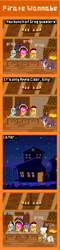 Size: 440x1820 | Tagged: safe, artist:zztfox, applejack, derpy hooves, pinkie pie, rainbow dash, twilight sparkle, twilight sparkle (alicorn), alicorn, earth pony, pegasus, pony, apple cider, cider, comic, female, mare, monkey island, parody, pirate, pixel art