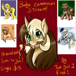 Size: 1000x1000 | Tagged: safe, artist:tardispony, derpy hooves, oc, pegasus, pony, badge, commission, female, mare