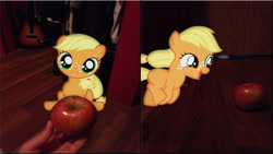 Size: 900x506 | Tagged: safe, artist:mr-kennedy92, applejack, earth pony, pony, apple, cute, filly, ponies in real life