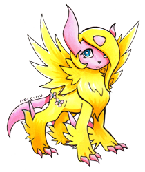 Size: 1041x1239 | Tagged: safe, artist:norcinu, fluttershy, absol, colored claws, crossover, female, mega absol, mega evolution, pokefied, pokémon, solo, species swap, wings