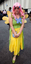 Size: 499x1024 | Tagged: artist needed, safe, fluttershy, human, clothes, cosplay, dress, gala dress, irl, irl human, photo, san diego comic con, sdcc 2011, solo