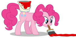 Size: 6000x3060 | Tagged: safe, artist:masem, pinkie pie, earth pony, pony, daring don't, absurd resolution, bucket, paint, paintbrush, plot table, simple background, solo, transparent background, vector