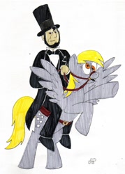 Size: 719x1004 | Tagged: safe, artist:emperornortonii, derpy hooves, pegasus, pony, abraham lincoln, female, mare, riding