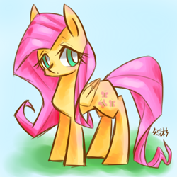 Size: 1000x1000 | Tagged: safe, artist:thisis913, fluttershy, pegasus, pony, female, mare, pink mane, solo, yellow coat