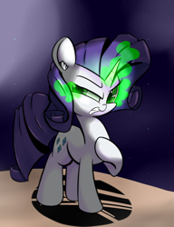 Size: 1000x1300 | Tagged: safe, artist:madacon, rarity, pony, unicorn, corrupted, evil, inspirarity, magic, possessed, solo, sombra eyes