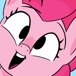 Size: 1000x1000 | Tagged: safe, artist:january3rd, pinkie pie, earth pony, pony, close-up, cute, diapinkes, happy, hi anon, meme, open mouth, smiling, solo