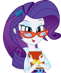 Size: 844x1006 | Tagged: safe, artist:diamondsword11, rarity, equestria girls, alternate hairstyle, book, glasses, nerd pony, simple background, solo, vector, white background