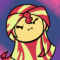 Size: 1000x1000 | Tagged: safe, artist:umbraamethyst, sunset shimmer, equestria girls, :i, female, frown, game grumps, grumpy, icon, solo