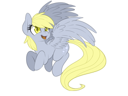 Size: 1000x750 | Tagged: safe, artist:pusspuss, derpy hooves, pegasus, pony, female, happy, mare, open mouth, solo