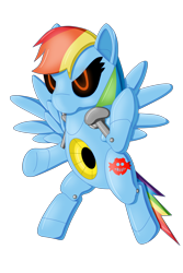 Size: 3495x5243 | Tagged: safe, artist:sergeant16bit, derpibooru import, rainbow dash, pegasus, pony, robot, robot pony, crossover, metal dash, metal sonic, simple background, solo, sonic the hedgehog (series), transparent background