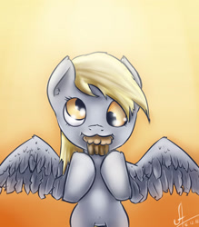 Size: 1984x2267 | Tagged: safe, artist:1vladislav, derpy hooves, pegasus, pony, female, mare, muffin, solo, that pony sure does love muffins