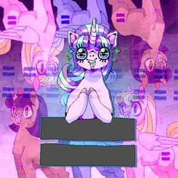 Size: 500x500 | Tagged: safe, artist:njeekyo, starlight glimmer, pony, unicorn, equal cutie mark, nightmare fuel, smiling