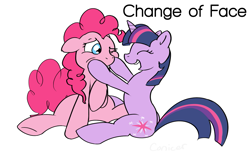 Size: 1023x640 | Tagged: safe, artist:conicer, derpibooru import, pinkie pie, twilight sparkle, earth pony, pony, body swap, fanfic