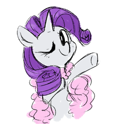 Size: 847x829 | Tagged: safe, artist:pegacornss, rarity, pony, unicorn, feather boa, simple background, solo, wink