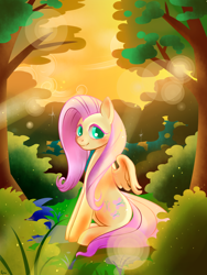 Size: 1200x1600 | Tagged: safe, artist:renokim, fluttershy, pegasus, pony, female, mare, pink mane, solo, yellow coat