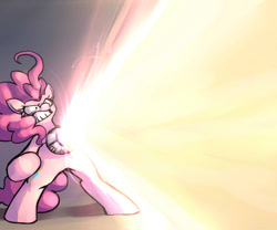 Size: 600x500 | Tagged: safe, artist:uc77, pinkie pie, earth pony, pony, arc reactor, ask hotblooded pinkie, iron man, repulsor, solo, unibeam