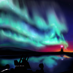 Size: 2000x2000 | Tagged: safe, artist:gasmaskfox, aurora borealis, aurora crystialis, crystal empire, night, scenery