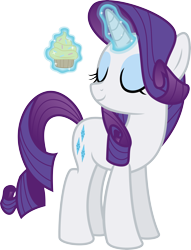 Size: 5000x6559 | Tagged: safe, artist:meteor-spark, rarity, pony, unicorn, absurd resolution, cupcake, magic, simple background, solo, transparent background, vector