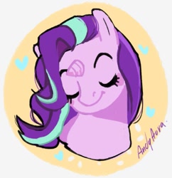 Size: 607x626 | Tagged: safe, artist:andyaura_, starlight glimmer, pony, unicorn, bust, eyes closed, portrait, solo