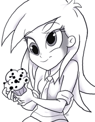 Size: 768x987 | Tagged: source needed, safe, artist:katrina hadley, derpy hooves, equestria girls, rainbow rocks, monochrome, muffin