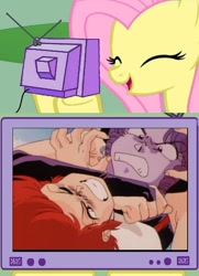 Size: 506x697 | Tagged: safe, fluttershy, pegasus, pony, a-ko, anime, b-ko, catfight, exploitable meme, meme, obligatory pony, project a-ko, tv meme