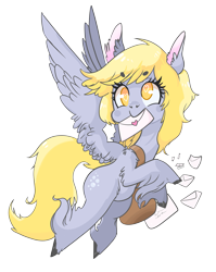 Size: 2335x2939 | Tagged: safe, artist:twitchykismet, derpy hooves, pegasus, pony, cute, derpabetes, female, flying, heart eyes, mail, mailbag, mare, mouth hold, no pupils, simple background, solo, transparent background, unshorn fetlocks, wingding eyes