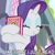 Size: 640x640 | Tagged: safe, screencap, rarity, pony, unicorn, inspiration manifestation, book, caption, eyes closed, hug, image macro, reaction image, solo