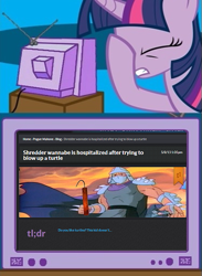 Size: 373x509 | Tagged: safe, derpibooru import, twilight sparkle, darwin, exploitable meme, facehoof, screwattack.com, shredder wannabe, tv meme