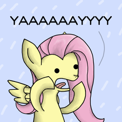 Size: 2222x2222 | Tagged: safe, fluttershy, pegasus, pony, homophobic seal, parody, reaction image, solo, yay