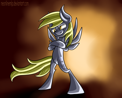 Size: 1500x1200 | Tagged: safe, artist:neoncel, derpy hooves, pony, bipedal, solo, spread wings, windswept mane