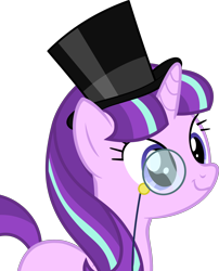 Size: 3634x4500 | Tagged: safe, artist:slb94, starlight glimmer, unicorn, cute, glimmerbetes, hat, monocle, simple background, top hat, transparent background, vector