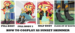 Size: 1710x766 | Tagged: safe, sunset shimmer, equestria girls, friendship games, book, boots, clothes, cymbals, drums, electric guitar, flying v, food, guitar, high heel boots, jacket, leather jacket, sandwich