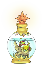 Size: 3910x5820 | Tagged: safe, artist:cutepencilcase, sunset shimmer, pony, unicorn, absurd resolution, bottle, commission, cute, female, glowing horn, magic, mare, not fiery shimmer, pony in a bottle, shimmerbetes, simple background, solo, swimming, transparent background, underwater, wrong magic color