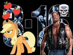 Size: 1024x768 | Tagged: safe, applejack, earth pony, pony, stone cold steve austin, wallpaper, wwe, wwf