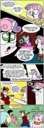 Size: 1280x3731 | Tagged: safe, artist:catfood-mcfly, rarity, sweetie belle, human, alcohol, angry, attention horse, axe, bathrobe, clothes, comic, deportation, drama, exploitable meme, fury belle, government, hair curlers, horse news, husband, immigration, jealous, meme, newspaper, pinkiepony, pregnant, robe, spotlight, stool, tumblr, viking, vikinglumberjack, waifu, waifu thief, wife