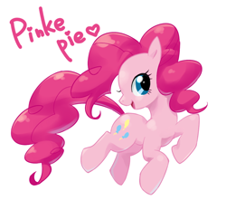 Size: 700x618 | Tagged: safe, artist:eto, pinkie pie, earth pony, pony, cute, diapinkes, female, heart, mare, open mouth, pixiv, simple background, solo, white background