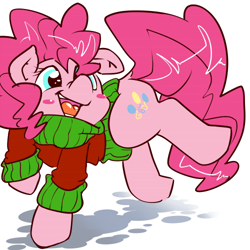 Size: 500x500 | Tagged: safe, artist:pinkieinprivate, pinkie pie, earth pony, pony, clothes, solo, sweater