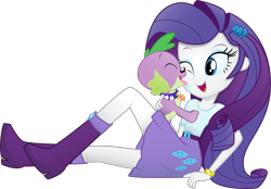 Size: 8934x6209 | Tagged: safe, artist:rainbownspeedash, rarity, spike, dog, equestria girls, absurd resolution, boots, bracelet, clothes, cute, drool, female, high heel boots, licking, male, open mouth, shipping, skirt, sparity, spikabetes, spike the dog, straight