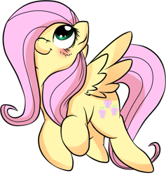 Size: 509x538 | Tagged: safe, artist:kawaiiminyan, fluttershy, pegasus, pony, cute, hair over one eye, shyabetes, solo