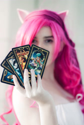 Size: 2582x3873 | Tagged: safe, artist:lochlan o'neil, pinkie pie, human, friendship is witchcraft, cosplay, eared humanization, gypsy bard, gypsy pie, irl, irl human, major arcana, photo, romani, tarot card